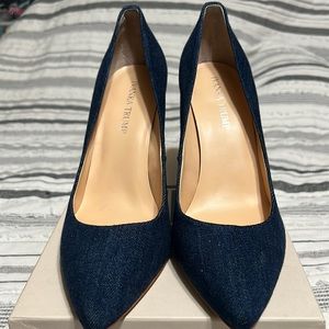 Ivanka Trump, denim fabric 4 inch heels.